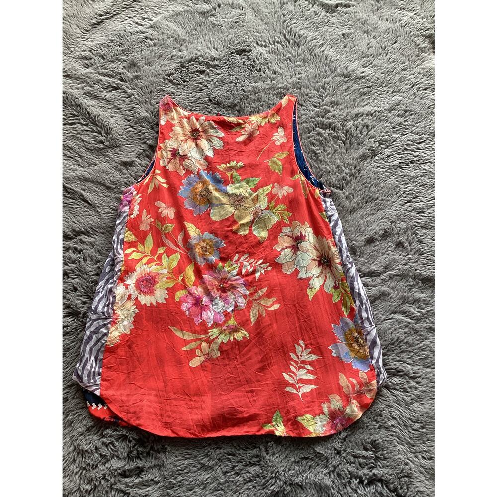 Johnny Was Floral Martha Reversible Swing Tank Top Bohemian Orange Blue Size XS - Picture 8 of 8